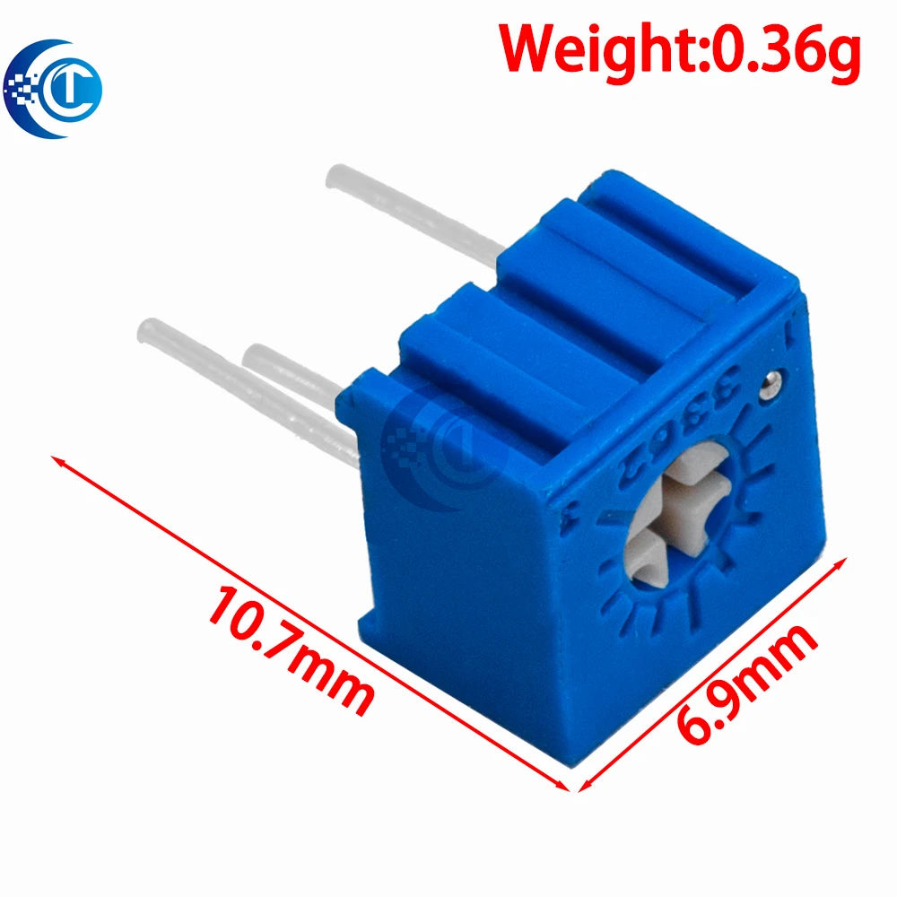 10pcs 3362P Trimmer Potentiometer Assortment Kit | 500R-100K Ohm (101/201/501 to 105/205/505) for DIY Electronics & Repairs