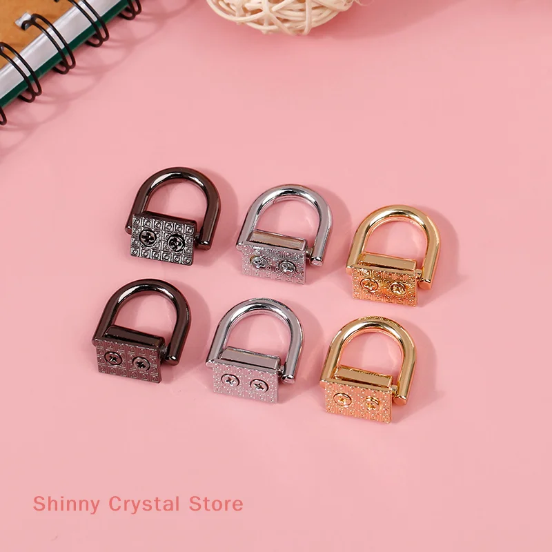 

2Pcs D Ring Bag Side Clip Buckles Screw Handbag Chain Handles Connector Bag Strap Belt Hanger DIY Hardware Bag Accessories
