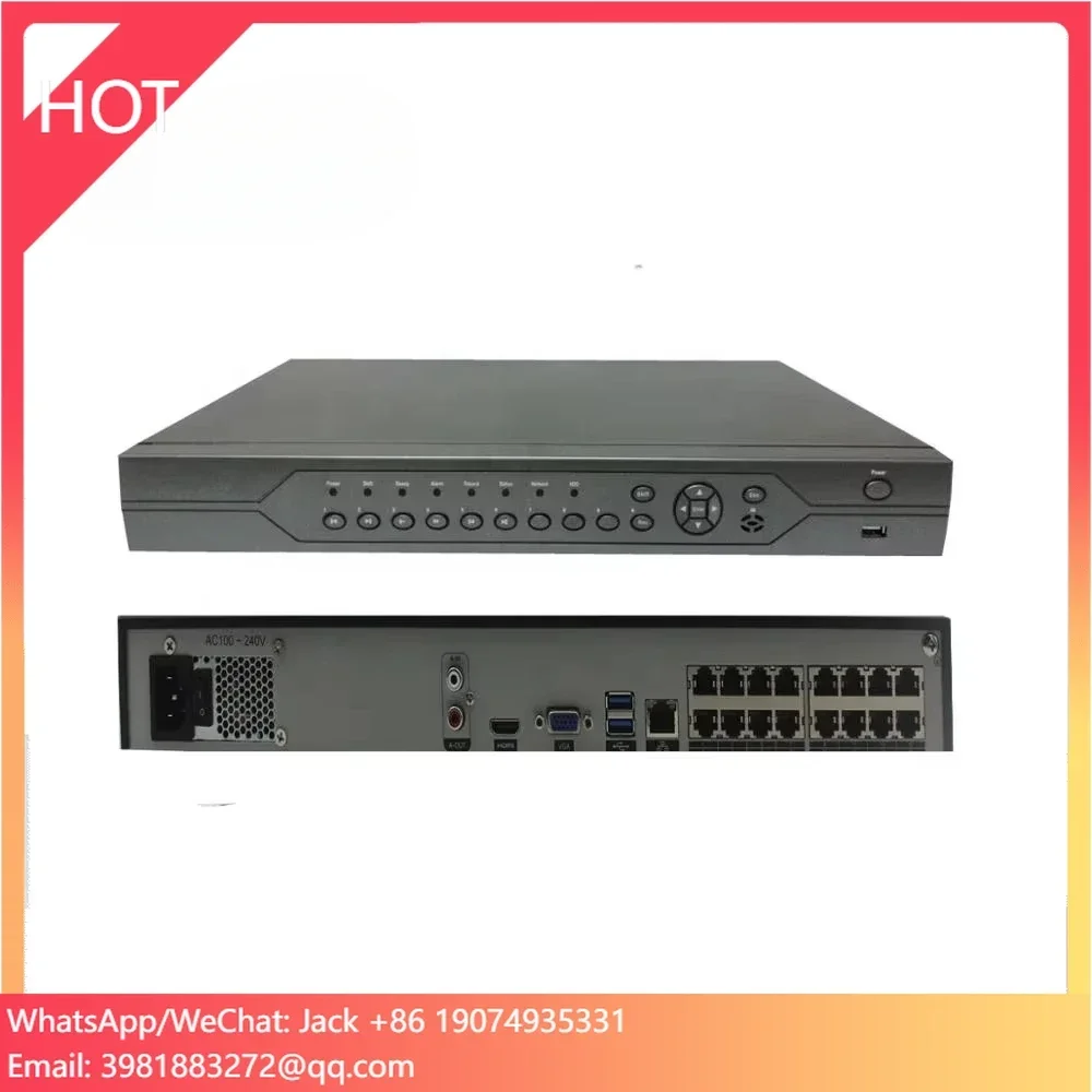 Grabador de vídeo en red Dakang XMEYE H.265/H.264 16CH 4K/16CH 5MP POE, puerto RJ45 16 * POE, 2 puertos SATA