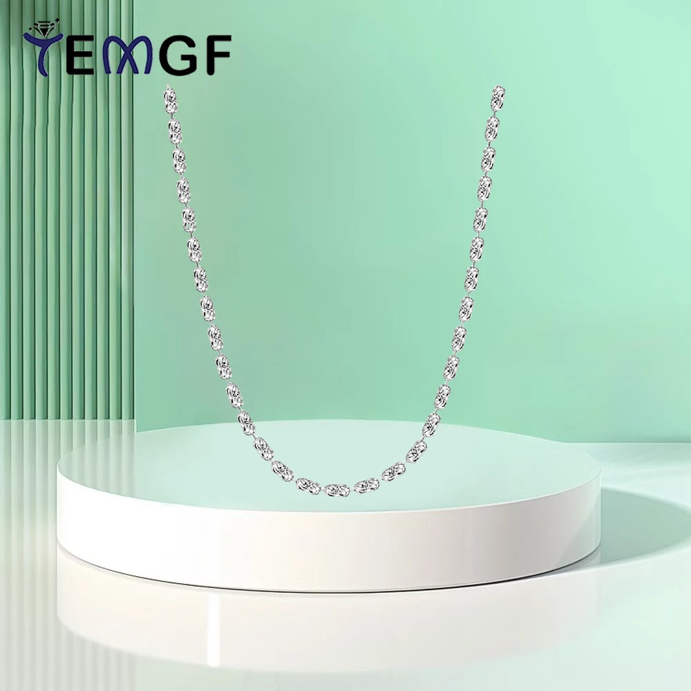 

TEMGF 40cm/45cm 925 Sterling Silver Chokers Necklaces 2mm Olive Beads for Women Girls Fashion Commute Fine Jewelry Minimalist