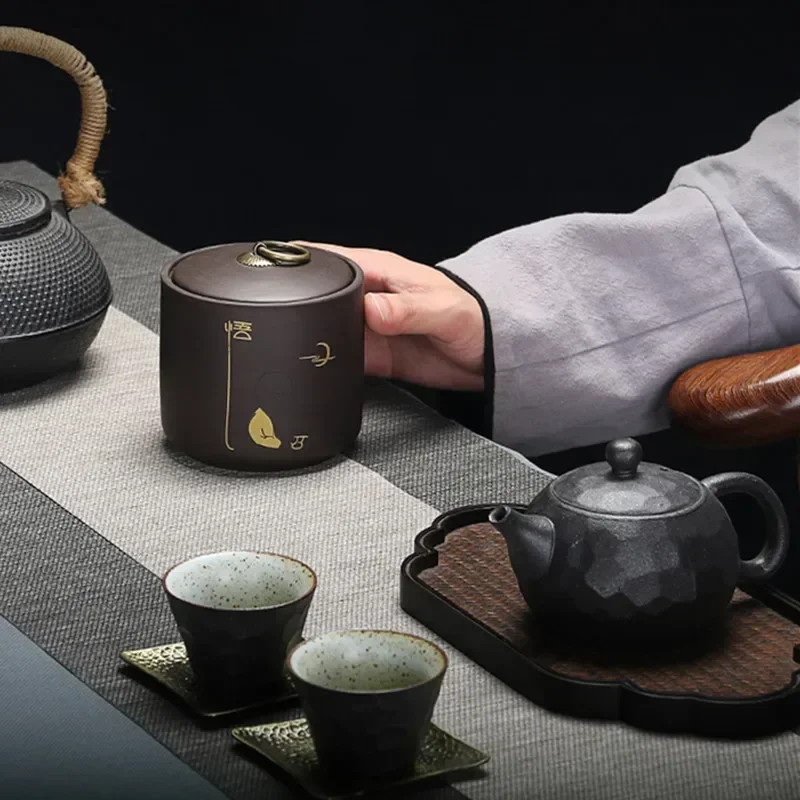 Chinese Purple Clay Tea Jar oolong Tieguanyin containers travel tea bag storage box Portable Sealed tea caddy Coffee Canister