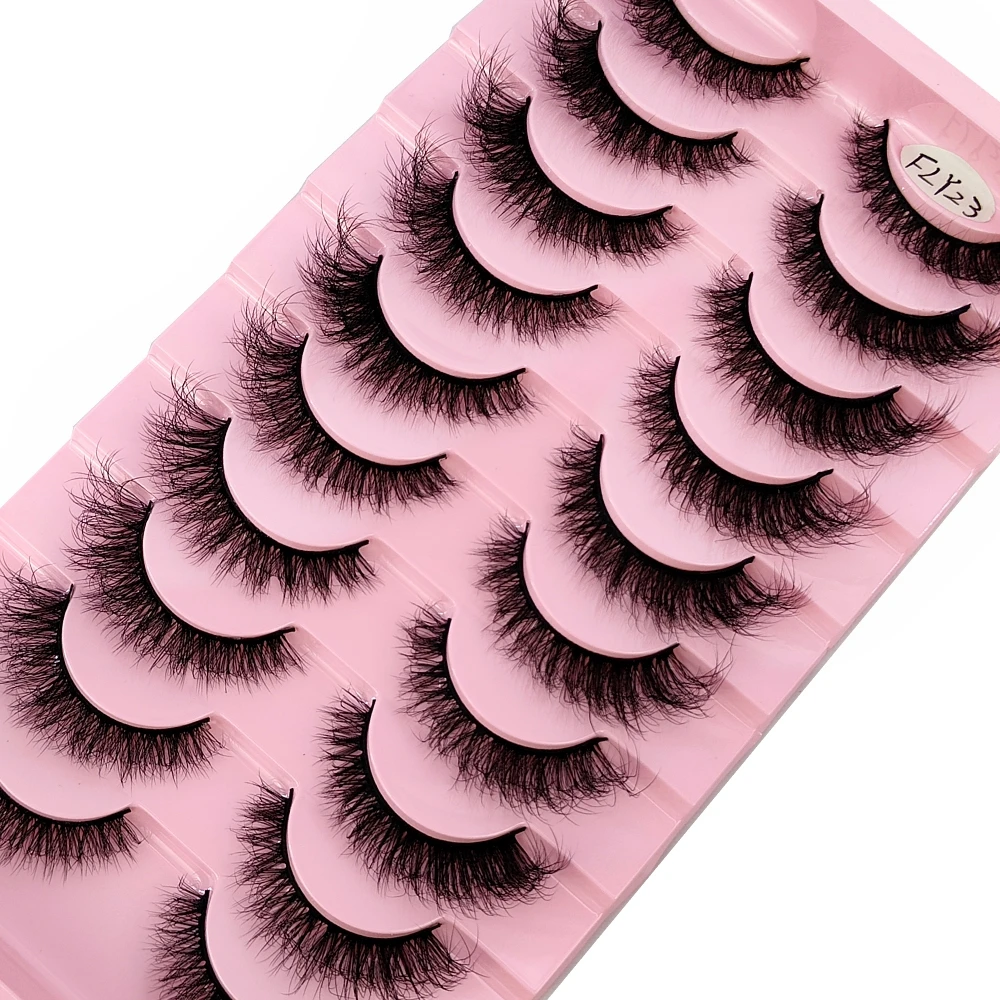 10 Pairs Faux Mink Eyelashes Handmade False Eyelashes Natural Nude Makeup Simulation Cross Messy Eye 3D Curly Eyelashes