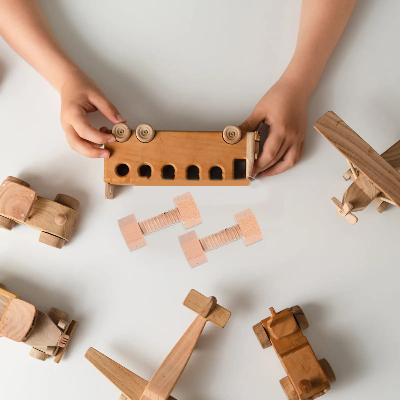 1 Set Wooden Screw Construction For Toddlers Fine Motor Skills Development Safe Educational Hexagonal Blocks