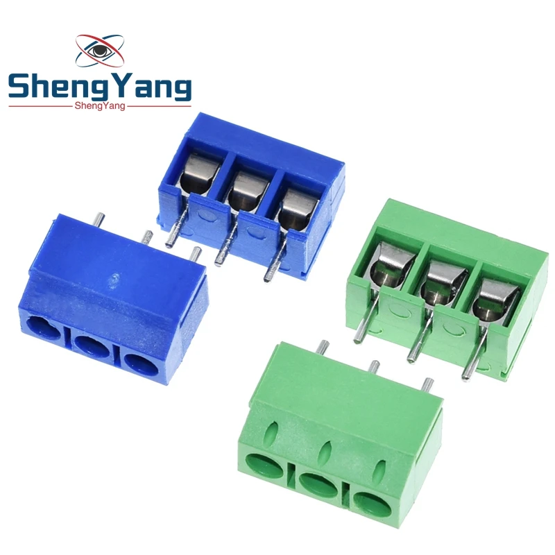 TZT 10pcs KF301-3P 301-3P 3P 3 Pin Plug-in Screw Terminal Block Connector 5.08mm Pitch  2 Pin Screw Terminal Block good