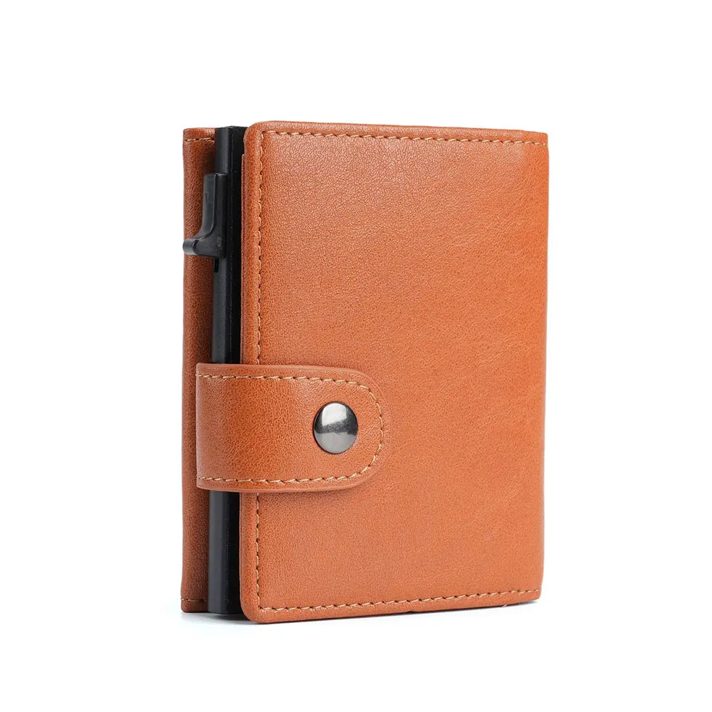 Vintage Man's Short Wallet Anti-Theft Rfid Convenient PU Leather Brown Bank Cash Card Holder Wallet ﻿