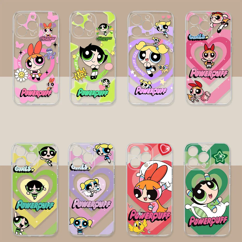 Anime P-Powerpuff G-Girls Phone Case For Redmi Note 13 12 11 ProPlus 12S 11T 11S 10 10S 9 9S 9T 8 Pro Max Case Transparent Cover