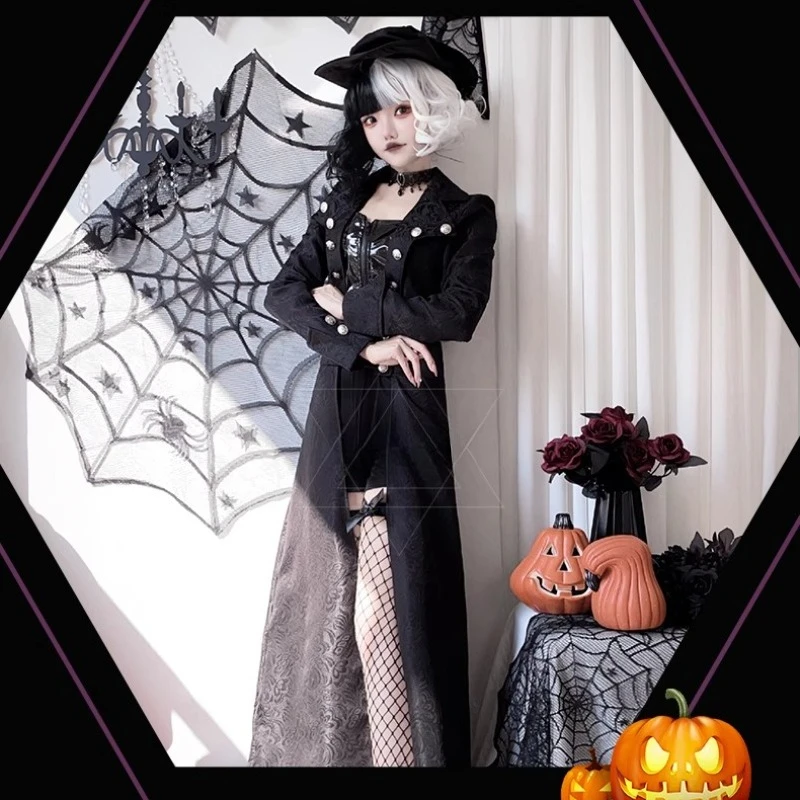 

2025 New Vintage Gothic Medieval Renaissance Cosplay Women's Retro Punk Jacket Coat Performance Stage Drama Dresses 3 Piece Sets