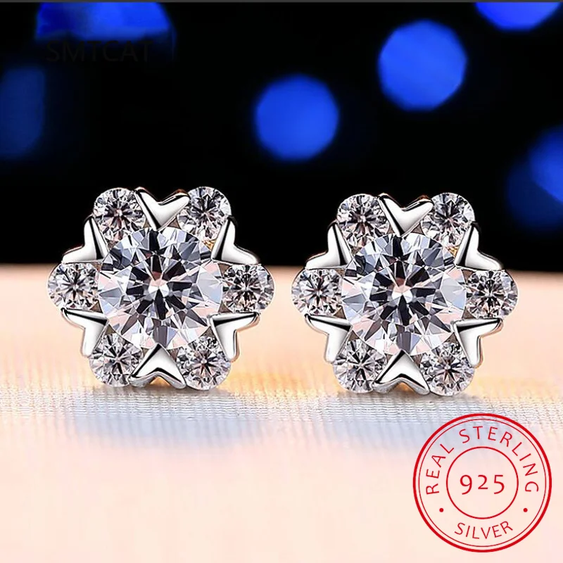Real 1 Carat D Color Moissanite Earrings For Women 100% 925 Sterling Silver Snowflake Earring 2022 Trend Wedding Jewelry