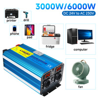 DC12Vto AC220V Inverter Pure Sine Wave 5000W/6000W/7000W Power Converter 50Hz&60Hz Switchable 2EU Socket LED Display Emergency