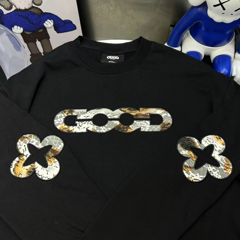 

Высокое качество, хороший бренд, футболка с длинными рукавами, кружевной цветочный логотип, повседневная свободная хлопковая толстовка в американском стиле, футболка