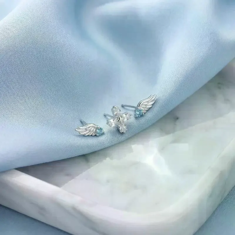 Angel Wing Cross Earrings for Women with Zircon Luxury Stud Jewelry Perfect Gift for Girlfriends and Wives