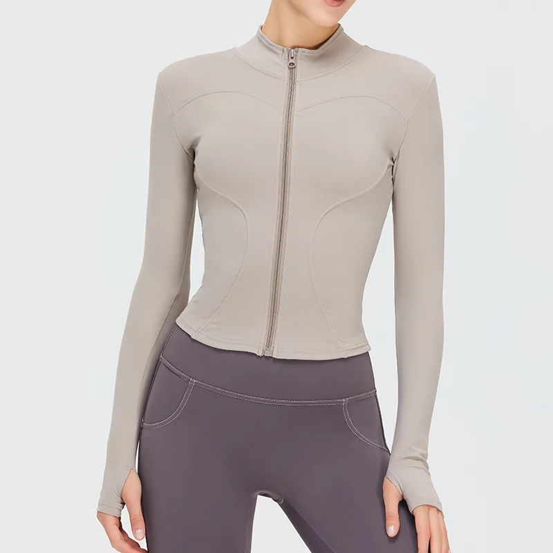 Zipper Long Sleeve Sports Jacket Women Fitness Yoga Shirt Gym Top Activewear Running Coats Push Up Workout Clothes Woman Jacket image 5