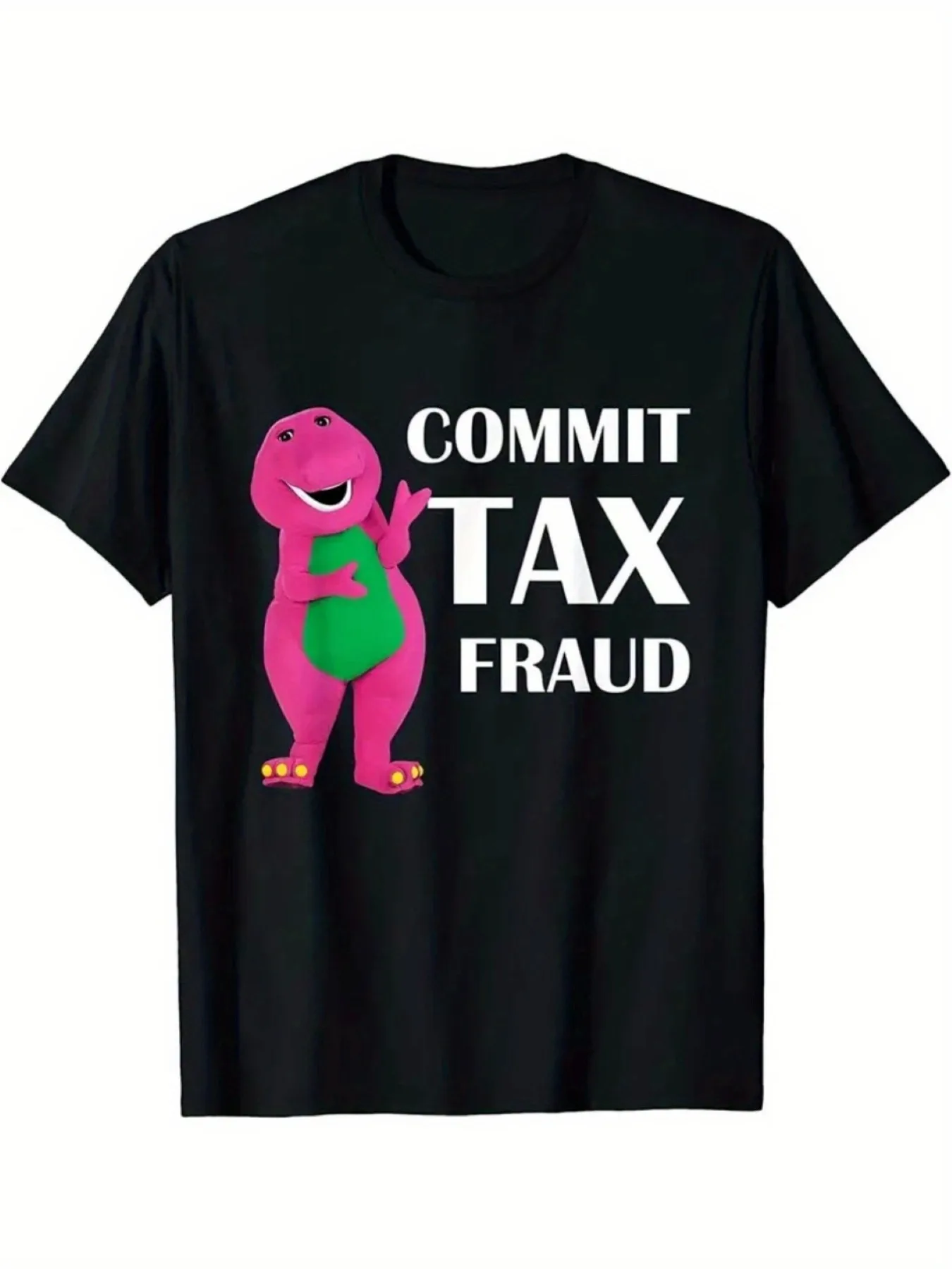 

Мужская юмористическая футболка с рисунком динозавра «Commit Tax Fraud» — повседневная футболка с круглым вырезом из 100% хлопка с геометрическим принтом, обычная