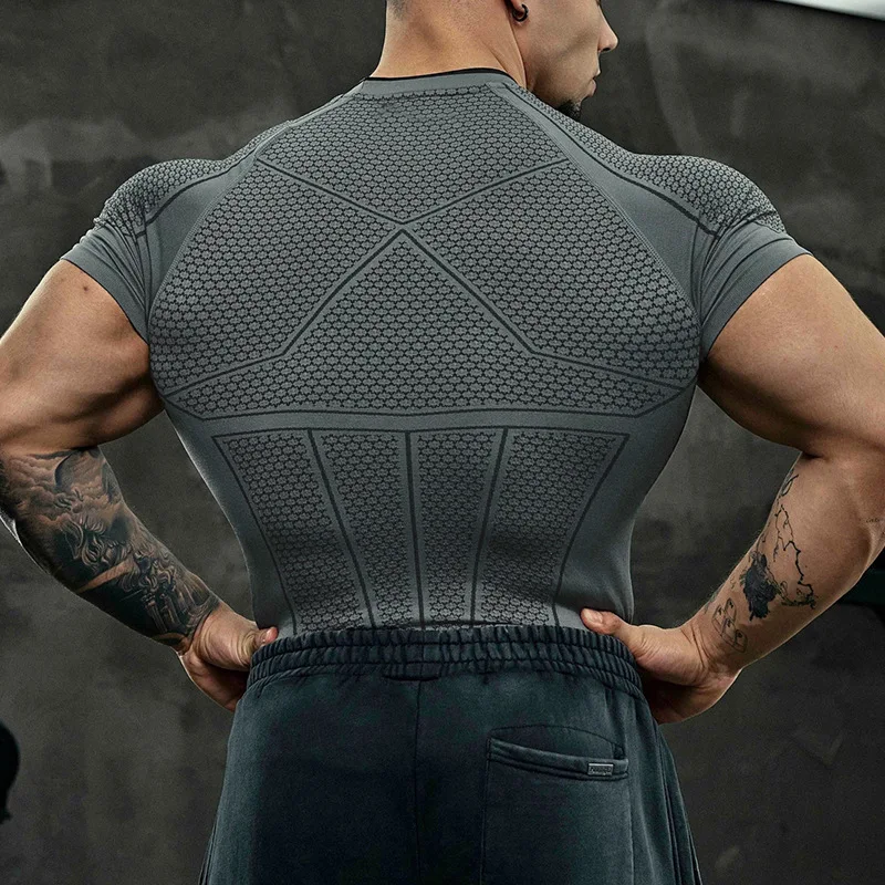 Men's Summer Short Sleeve T Shirt Gym Fitness Workout Tee Antibacterial Deodorant Top Quick Dry Moisture Wicking Training Shirt