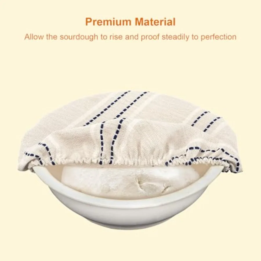 أغطية أوعية قابلة لإعادة الاستخدام لتدقيق الخبز 9 10 13 Ihes غطاء عازل للخبز 3 قطعة غطاء طعام من القطن الكتاني لتدقيق العجين المخمر