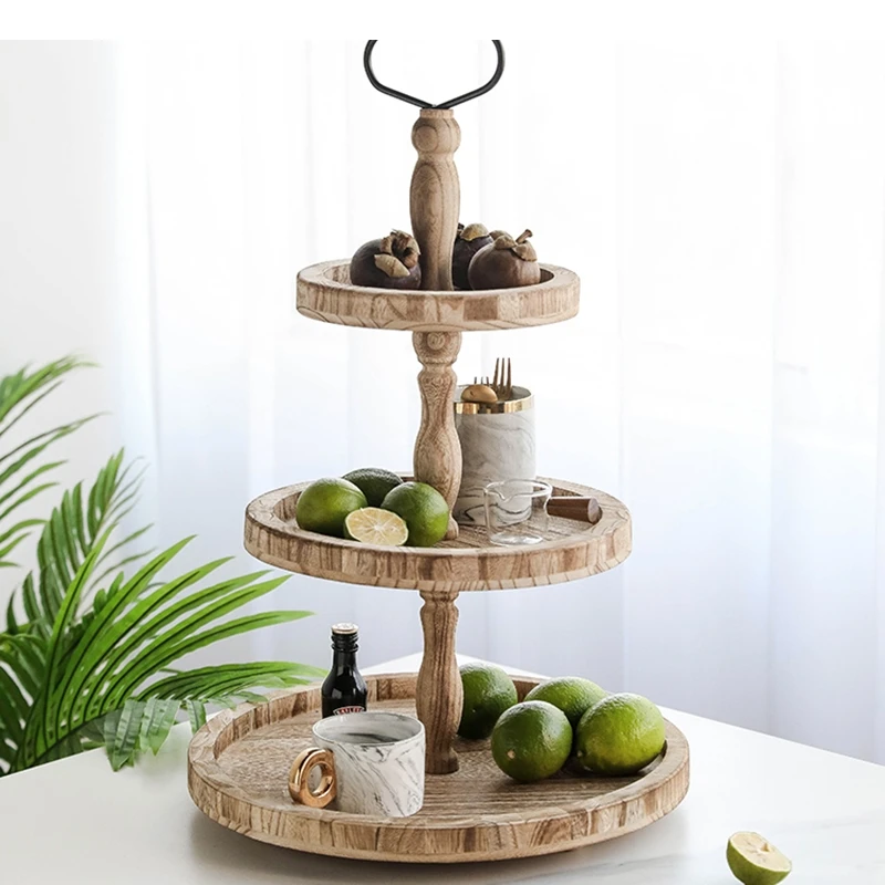 

Wooden Cake Stand Snack Dessert Storage Rack Display Shelf Home Multi Layer Fruit Plate Candy Tray Nuts Dried