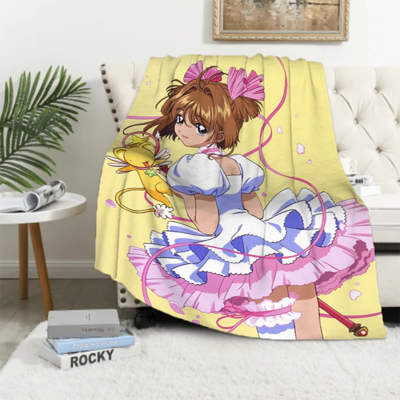 Card Captor Sakura Bed Blanket Furry Fluffy Soft Blankets & Throws Throw Sofa Double Decorative Anime Custom Fleece Kid's Child