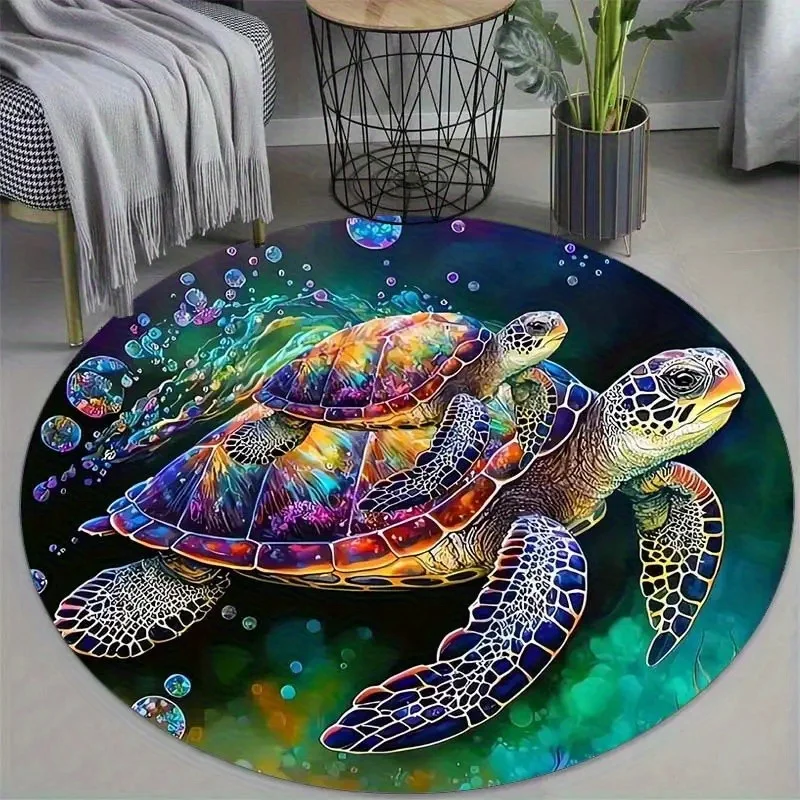 

Crystal velvet carpet2D Flat Print not 3D Doormat 1pc Crystal Velvet Sea Turtle Print Round Rug Doormat Floor Mat Home