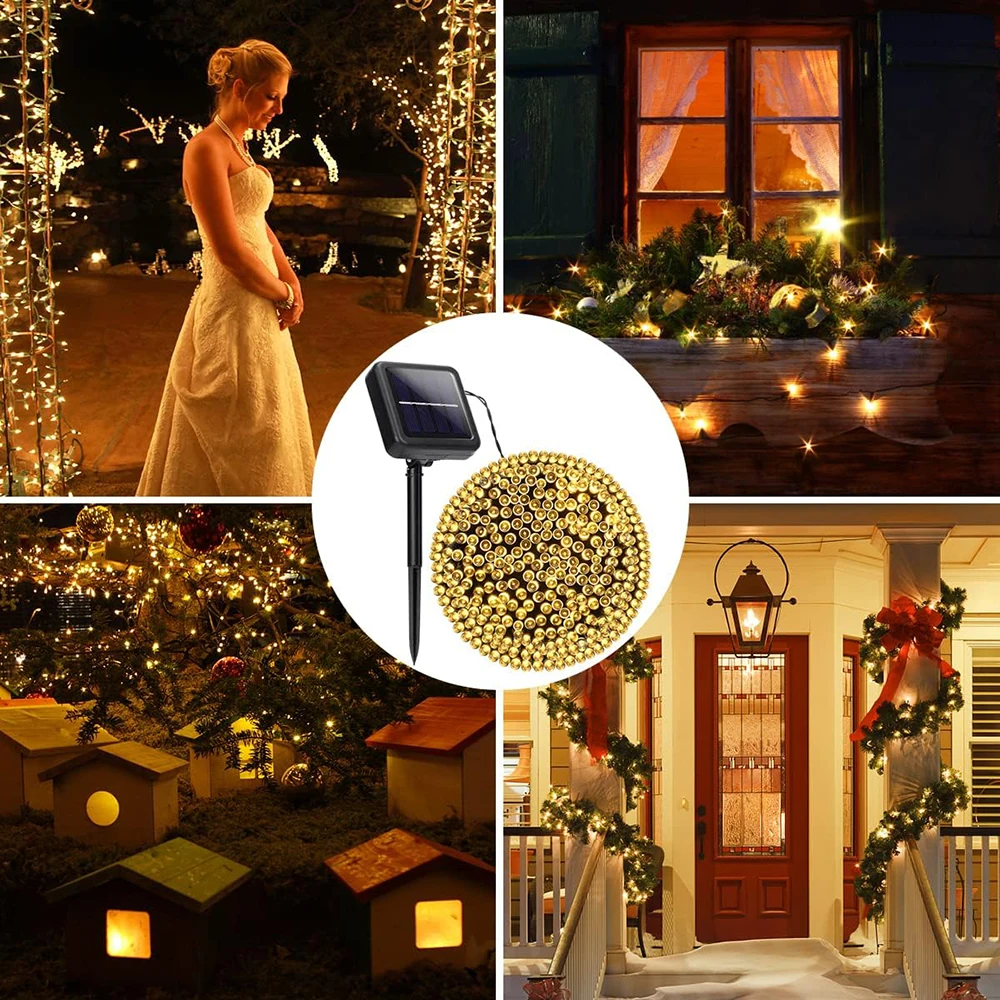 Solar Fairy Lights Outdoor IP65 Waterproof 8 Mode Solar String Light Decoration for Garden Gate Yard Wedding Christmas Party