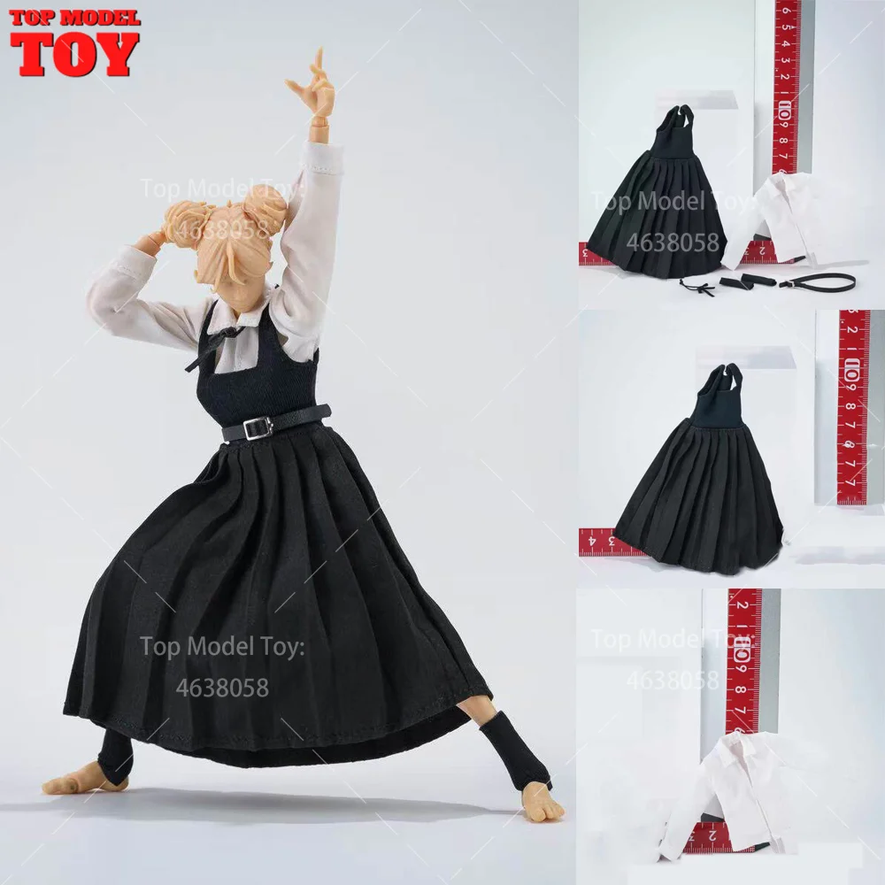 

1/12 Scale White Shirt Jumpsuit Long Pleated Skirt Clothes Model Fit 6'' Romankey Notama Female Soldier Action Figure Body Dolls