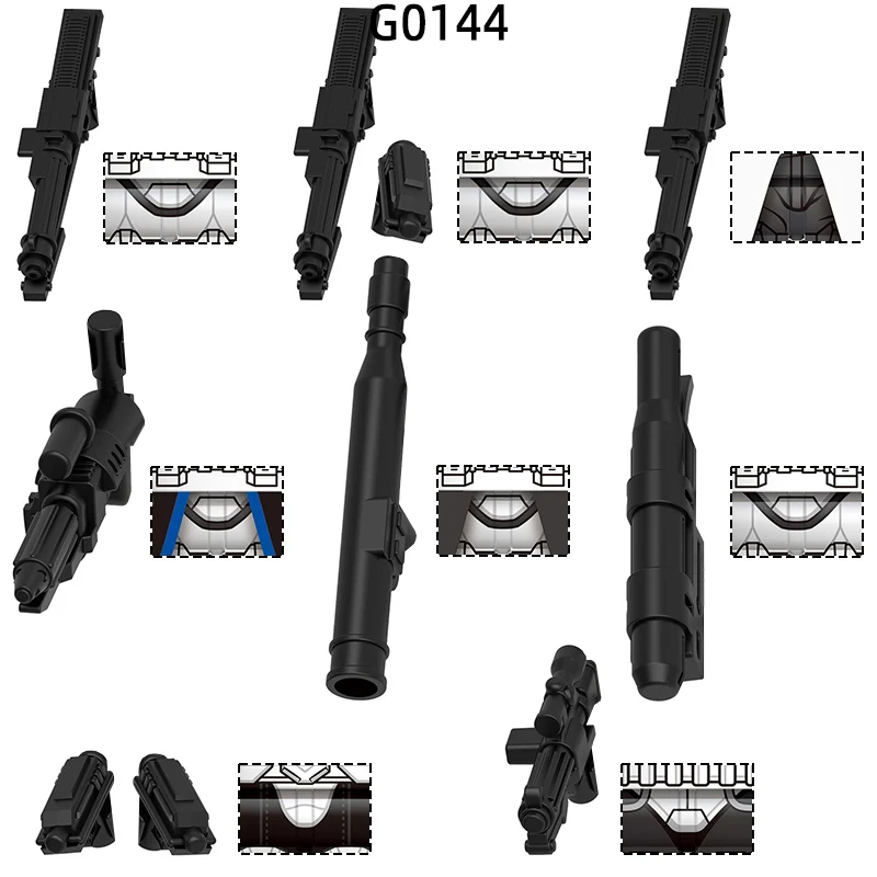 The Action Figures Gun Weapons Pants Hair Parts Model Blocks MOC Bricks Set Gifts Toys G0144