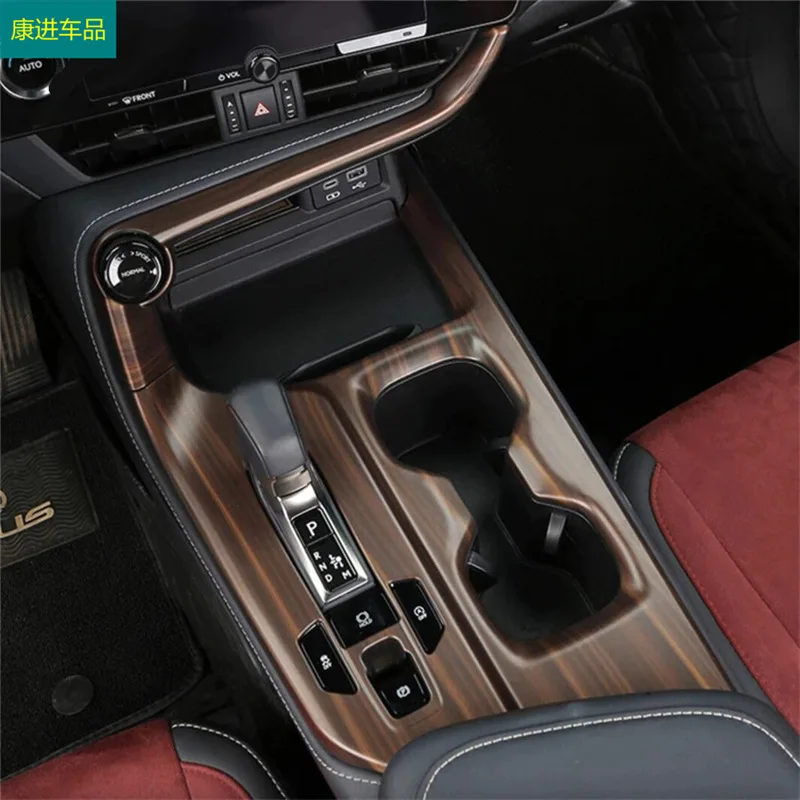سيارة مركز وحدة التحكم والعتاد غطاء لوحة ABS الخشب الحبوب والعتاد التحول لوحة الزخرفية تقليم لكزس NX260 2022 الملحقات الداخلية