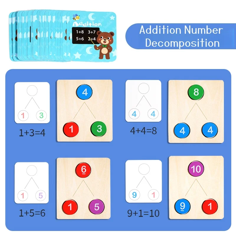 숫자 분리 수학 장난감: 산수 연습을 위한 숫자 분리. 아이들은 생각력을 키우면서 덧셈과 뺄셈을 배웁니다.