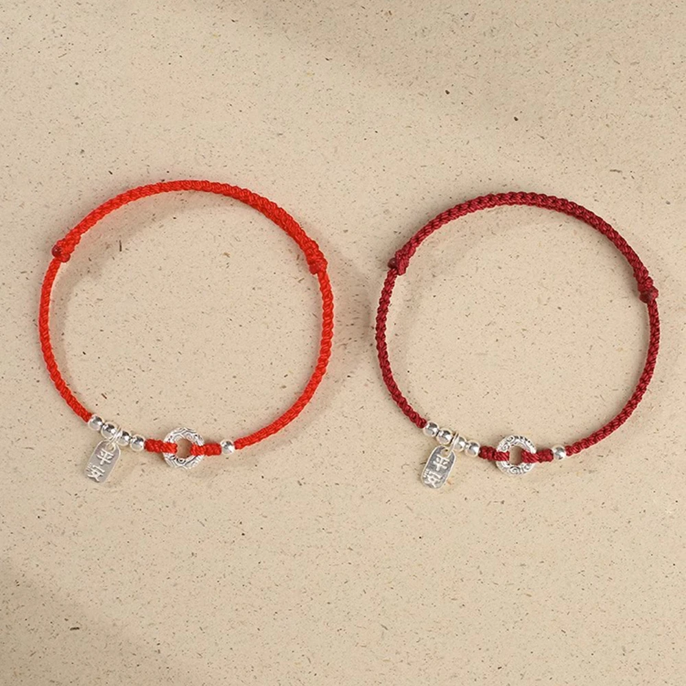 Chinese Lucky Buckle Red String Bracelet for Women Men Handwoven Kabbalah Protection Adjustable Simple Matching Bracelets