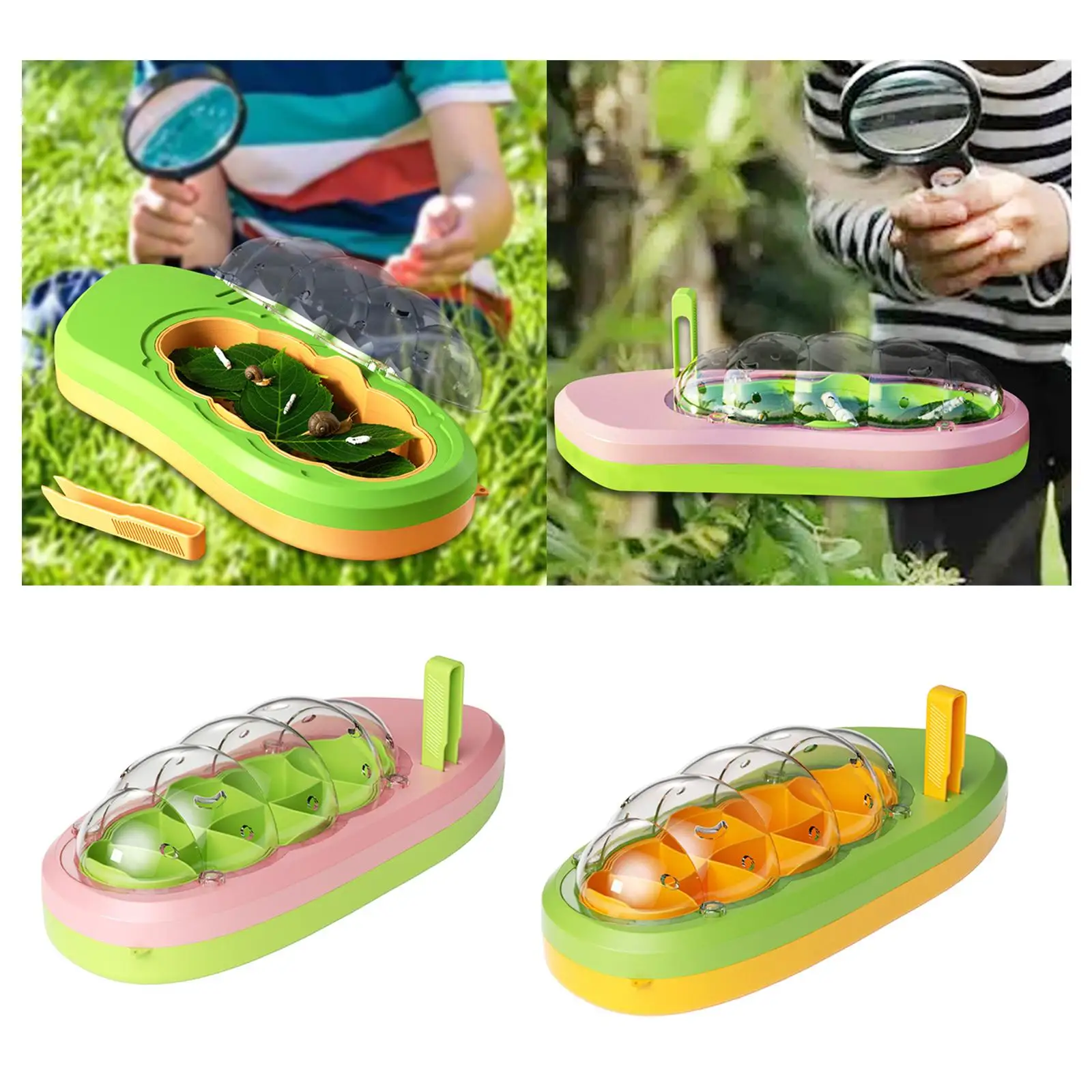 

Silkworm Observation Box Development Toy Kid Learning Toy Transparent with Handle Breeding Tank Insect Viewer Reptile Terrarium