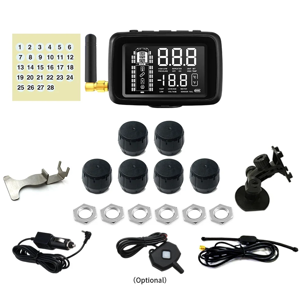 Hot-sale Tire Pressure Monitor System Tpms Sensor Solar Power Tpms 6~22 Wheel Truck Tire Pressure Monitoring System