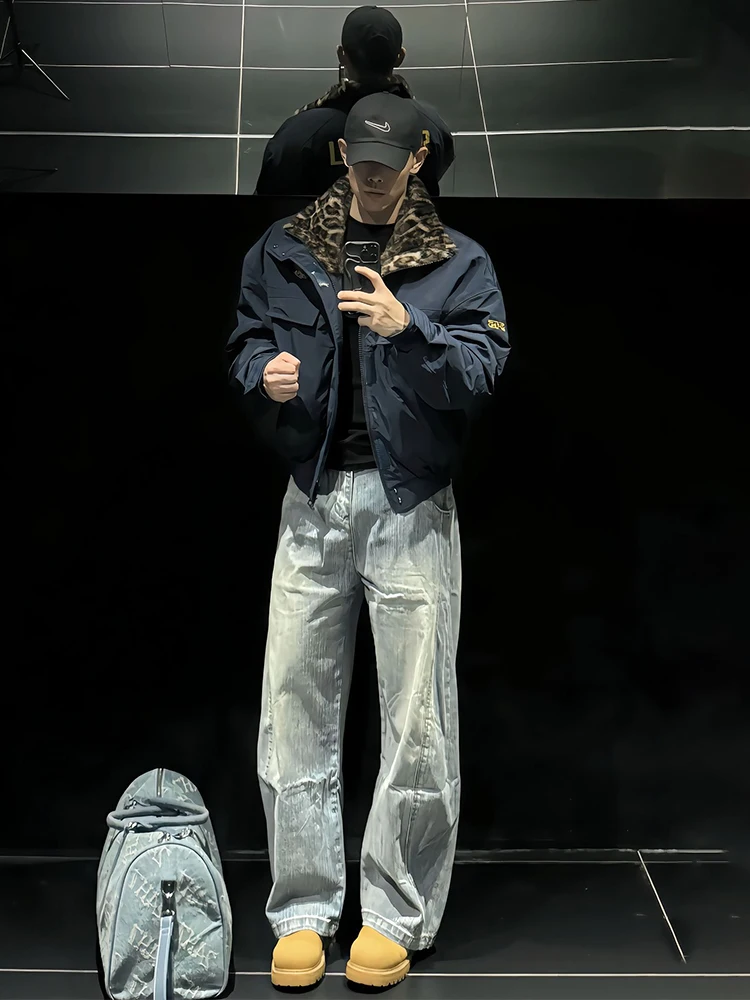 

Thiened Winter Jaet для мужчин Stand Fit Youth Faion Long Sve Застежка-молния Тепловая гарантия Чистый цвет Без глажки ...