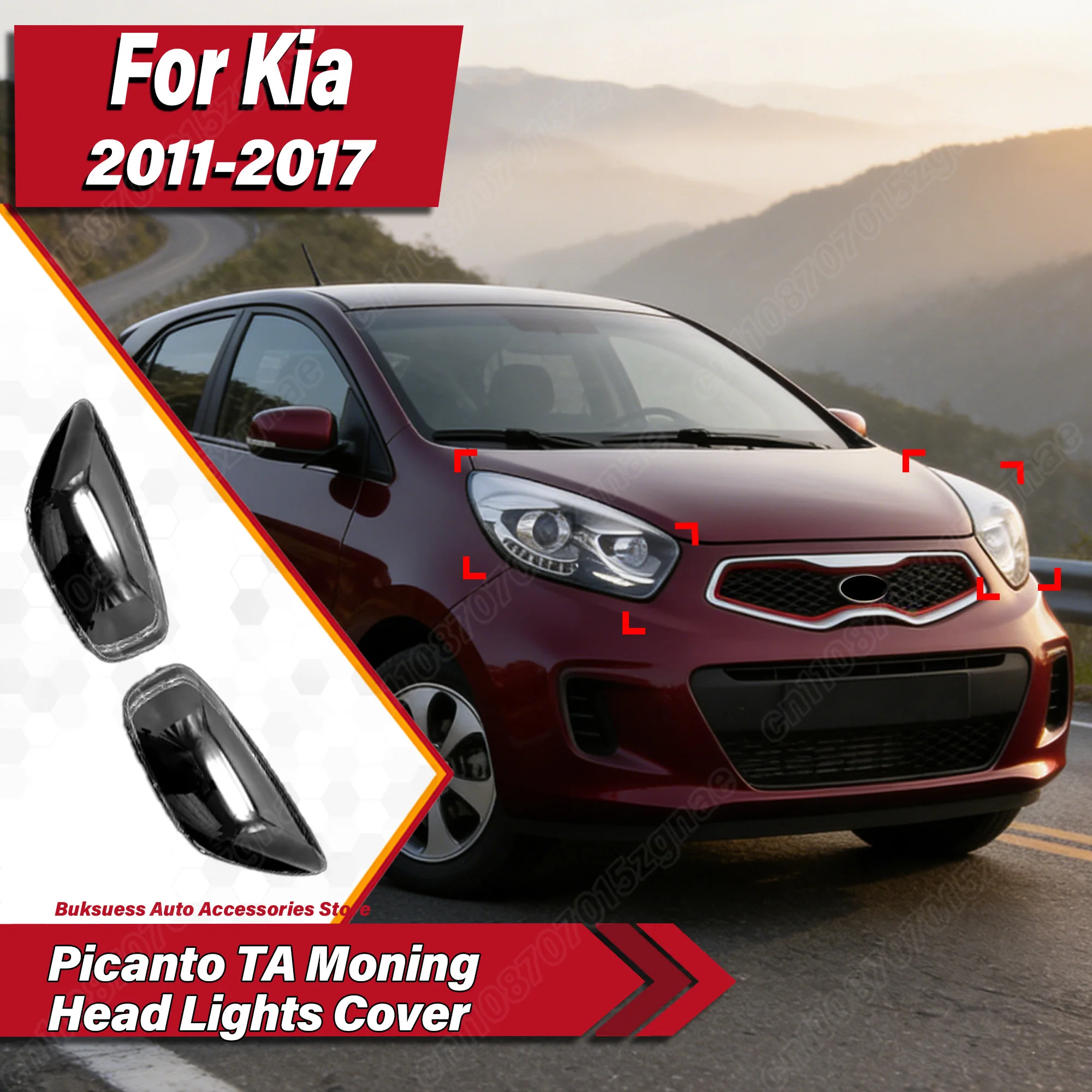 

For Kia Picanto TA Moning 2011 2012 2013 2014 2015 2016 2017 Automobile Head Lights Cover Car Headlamp Transparent Body Kit