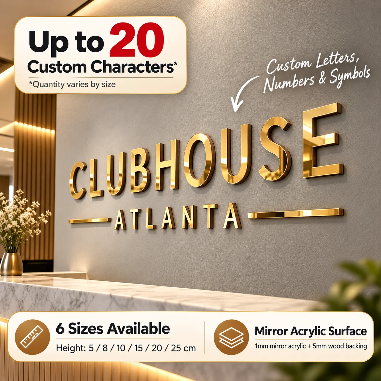 Custom Acrylic Logo Sign 3D Business Wall Sign Personalized Company Logo Letters for Salon Reception Office Shop