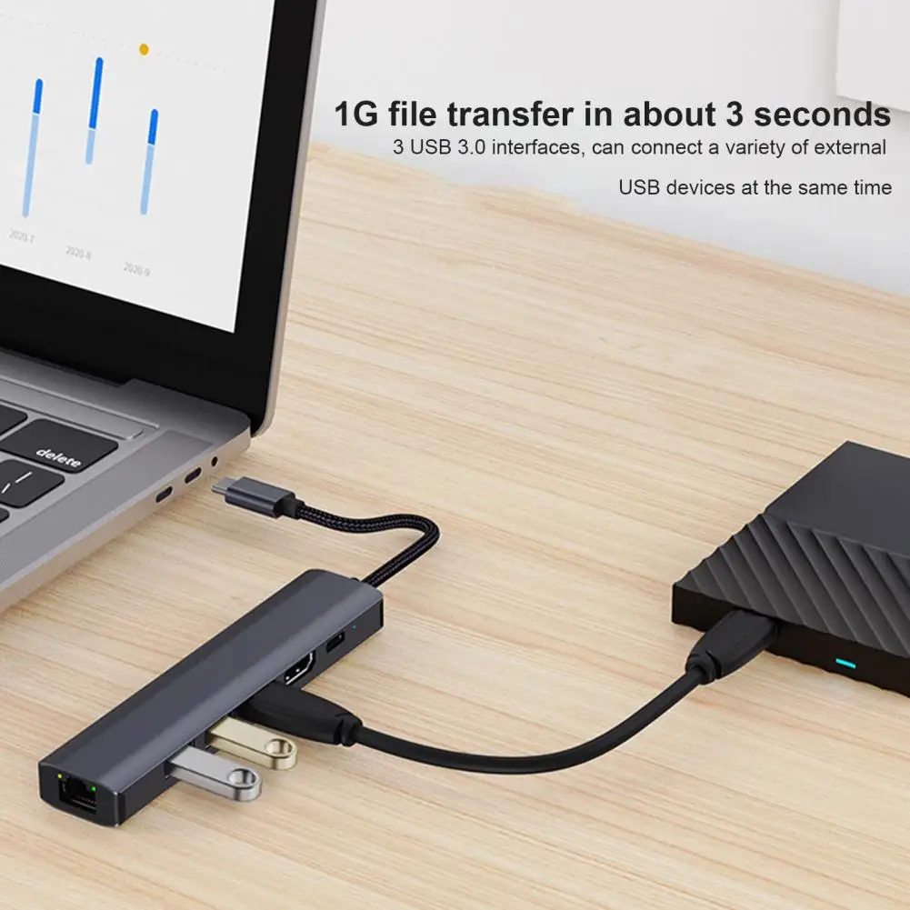 USB C Hub Compact 3 USB3.0 Driver Gratis Aksesoris PC Type-c Docking Station Performa Tinggi