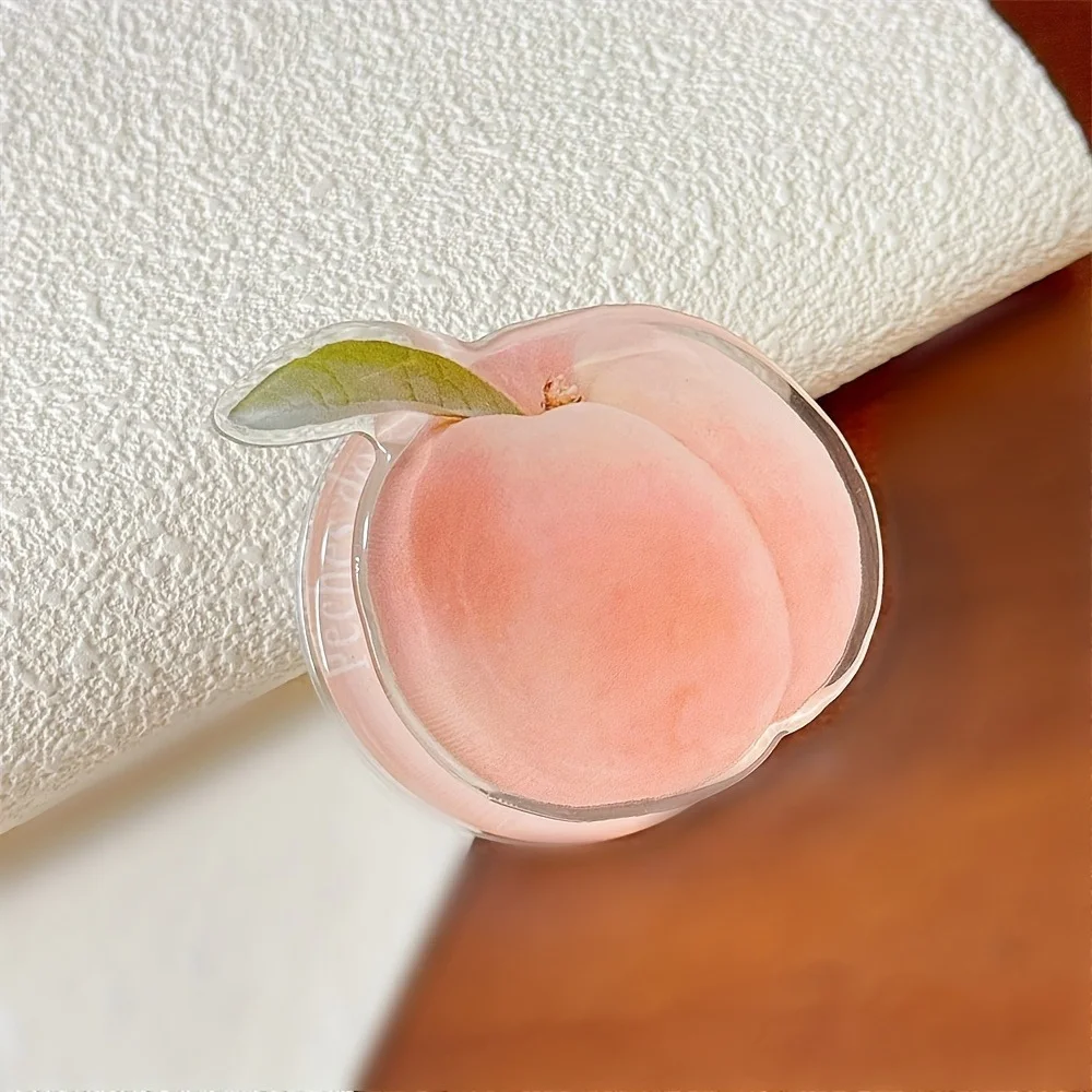Korean 3D Cute Peach Fruit Acrylic Magnetic Phone Holder Griptok Support For iPhone Samsung Grip Tok Folding Finger Stand Socket