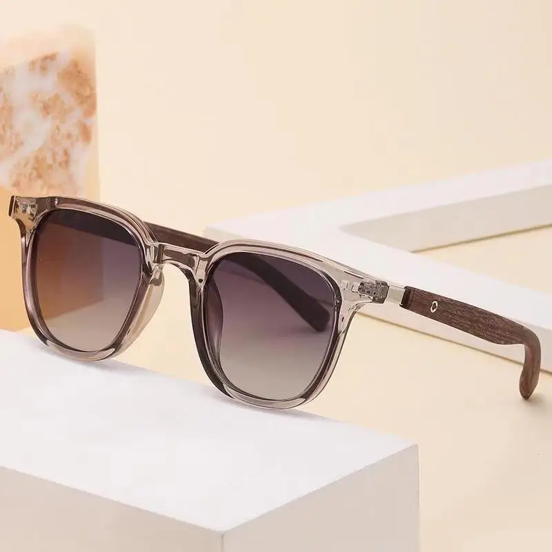 Trendy Retro Wood Grain Sunglasses for Women and Men New Square Frame Sun Glasses UV Protection Cycling Eyewear Outdoor Street