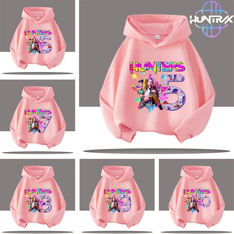 

3-12 years old children's hooded sweatshirt - K-pop Demon Hunters girls' casual top - boys' sports shirt - digital cartoon print