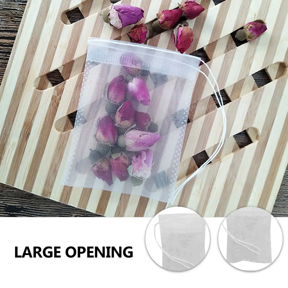 

100Pcs Disposable Tea Filter Bags Nylon Drawstring Loose Leaf Tea Bags for Coffee Spice Herbal Powder Infusers