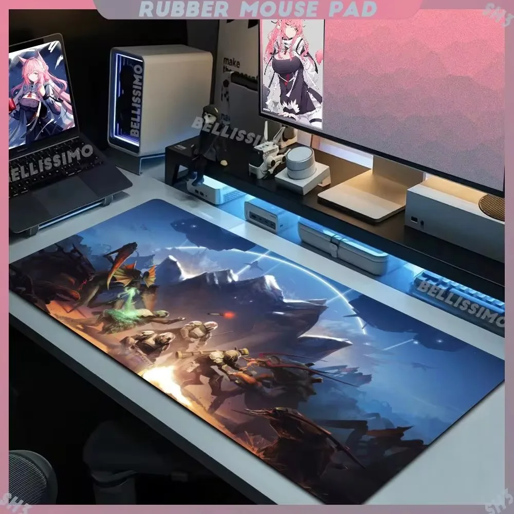 H_helldivers Rubber Mouse Pad  Large Extended Mause Desktop Mats Gamer Keyboard Pad Non-slip All Size Edgelock Lockedge Mice Pad