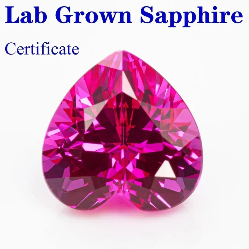 

Top Lab Grown Sapphire Hot Pink Heart Shape VVS1 Quality Charms Beads Selectable AGL Certificate Diy Jewelry Making Materials