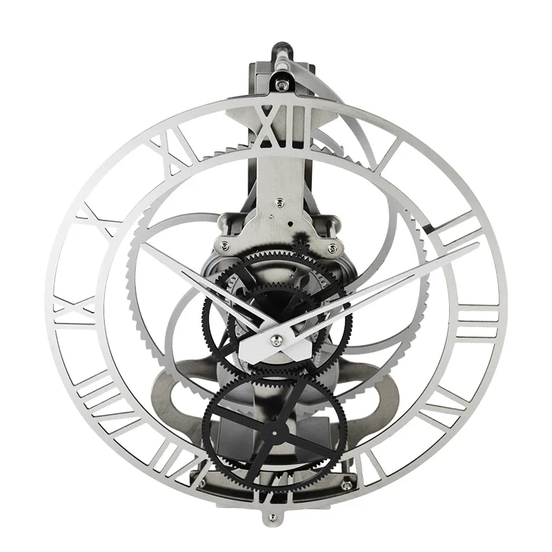 Stainless Steel Rear Swing Drive Gear Rotation Noiseless Movement Novel Hanging Clock