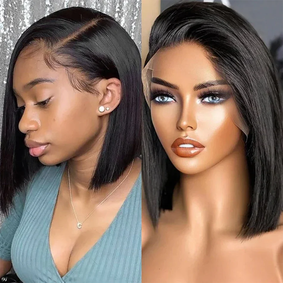 

250% 16inch 13X6 HD Lace Frontal Wig Straight Short Bob 13x4 Human Hair Lace Front Wigs Brazilian Pre Plucked Baby Hair