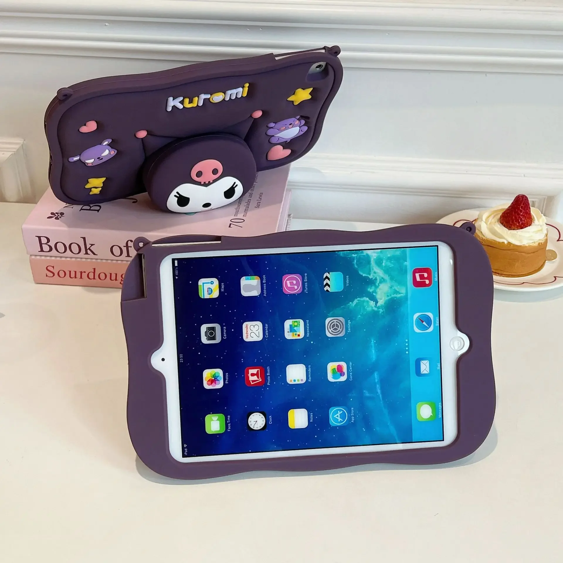 Мультяшный чехол Kuromi Sanrio для iPad Mini 6 5 4 9,7 Air 3 4 5 10 Gen 10,9 2020 2022 Pro 11 дюймов, 3D подставка, силиконовый чехол