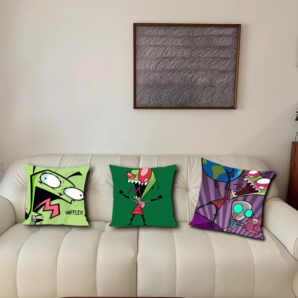 Invader Z-Zim cartoon Pillow Case Living Room Accent Couch Back Support Square Lounge Restful Nap Companion ﻿