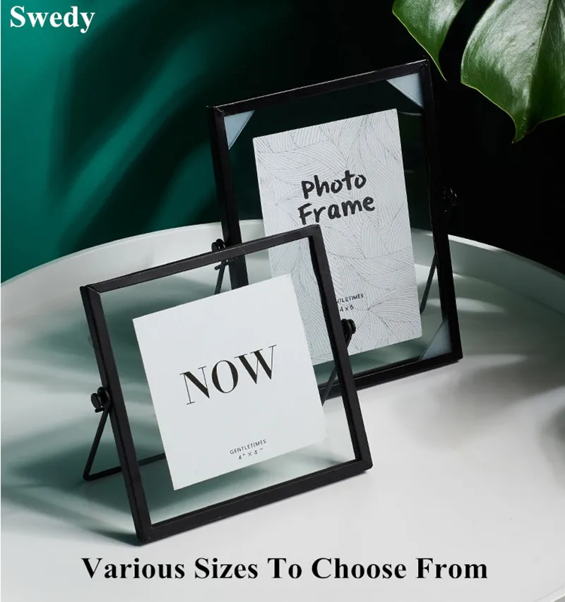 150x210mm Metal Family Photo Picture Sign Holder Frame Wedding Gift Tabletop Clear Floating Pressed Flowers Glass Frame