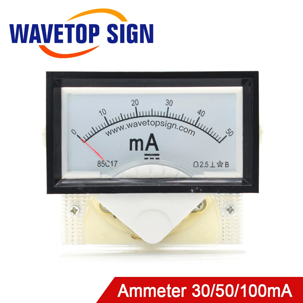 WaveTopSign 30mA 50mA 100mA 500mA Amperometro 85C17 Analogico Amp Misuratore di corrente per macchina da taglio per incisione laser CO2