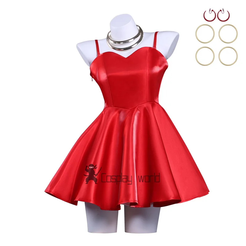 New Panty Stocking with Garterbelt Panty Anarchy Cosplay Costumes Red Dress Earring Anime Costume Halloween Party Women Girls