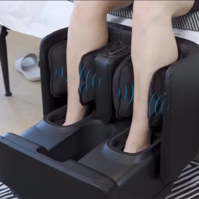 2 in 1 Foot Massager Ottoman Foot Rest Shiatsu Foot Calf Massager Heat Air Compression Leg Relaxation Home Use Footrest
