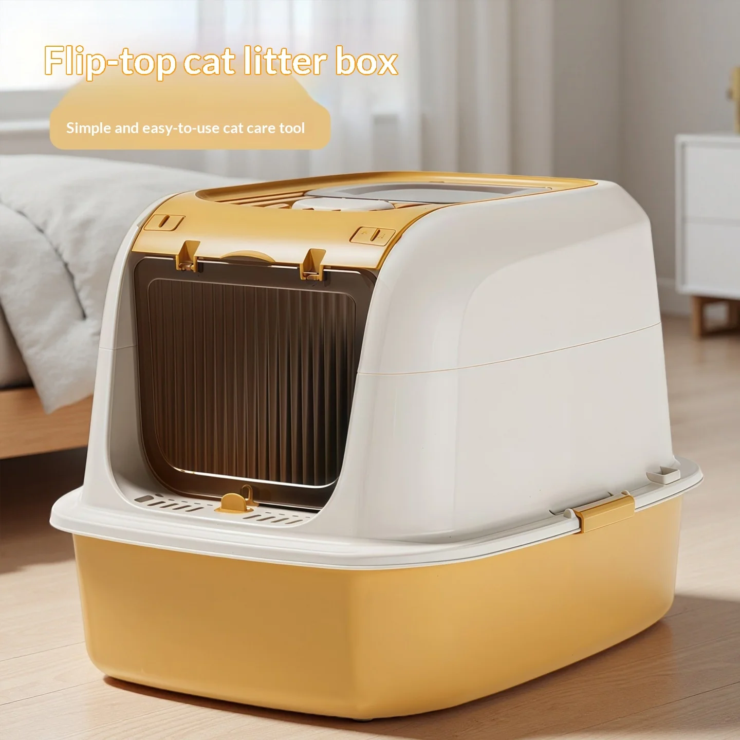 Caja de arena cerrada para gatos grandes con tapa abatible y UV - imagen 4