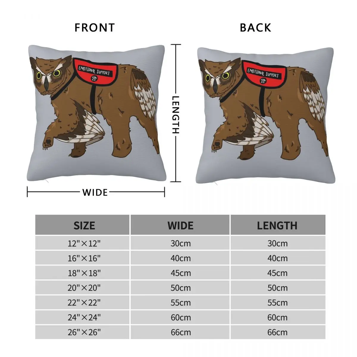 Emotional Support Owlbear Square Pillowcase Polyester Linen Velvet Printed Zip Decor Throw Pillow Case Sofa Seater Cushion Cover